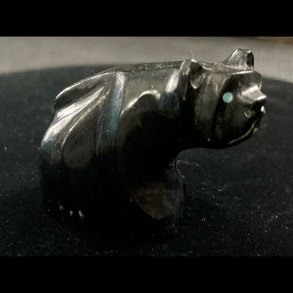 Vintage ZUNI Native American Hand Carved Fetish Turquoise Eyes DAVID CHAVEZ - Picture 6 of 10